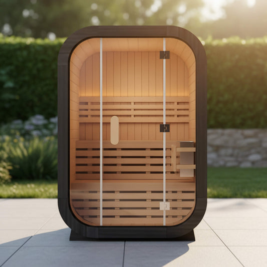 Lund 2-Person Outdoor Spruce Wood Cube Sauna Kit with 4.5KW Electric Stove