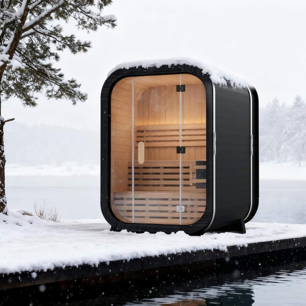 Lund 2-Person Outdoor Spruce Wood Cube Sauna Kit with 4.5KW Electric Stove