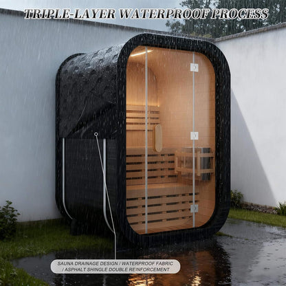 Lund 2-Person Outdoor Spruce Wood Cube Sauna Kit with 4.5KW Electric Stove