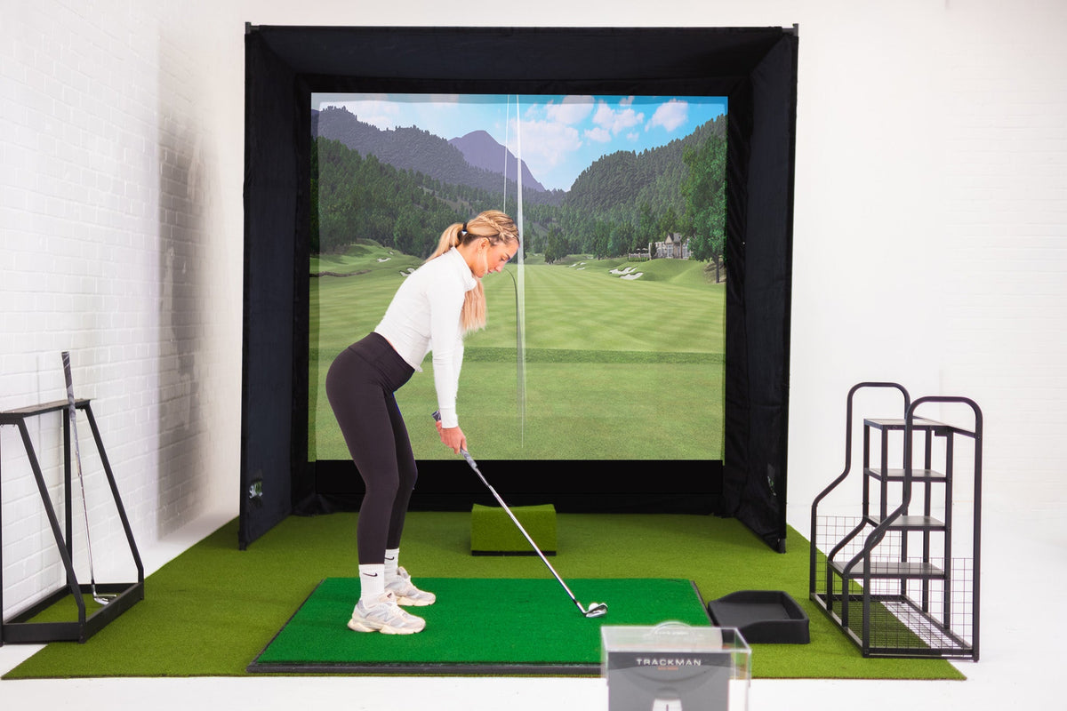 GolfBays SimBox Golf Simulator Enclosure with HD Impact Screen